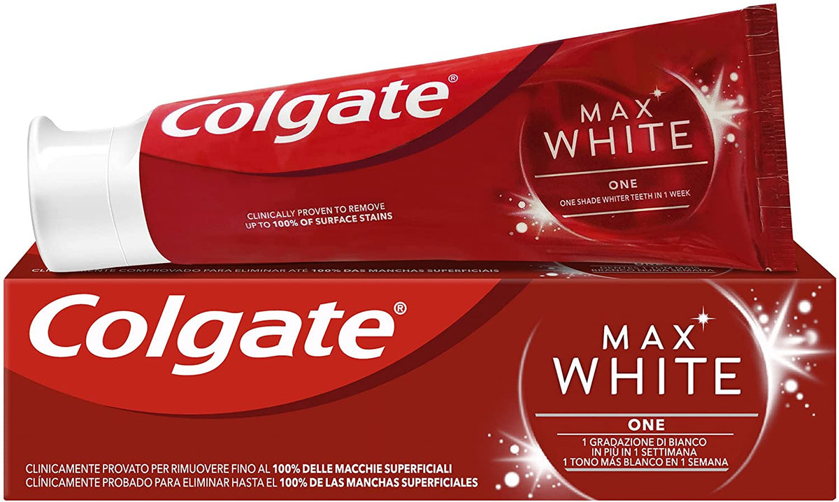 Colgate Max White One, Whitening Tandpasta, 1 meer witte toon in 1 wee afbeelding foto