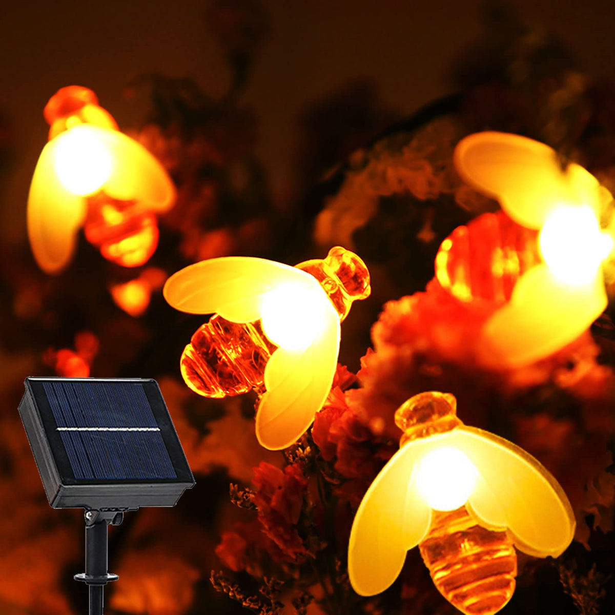 Zonne-energie 20 LED buitenverlichtingsslinger foto