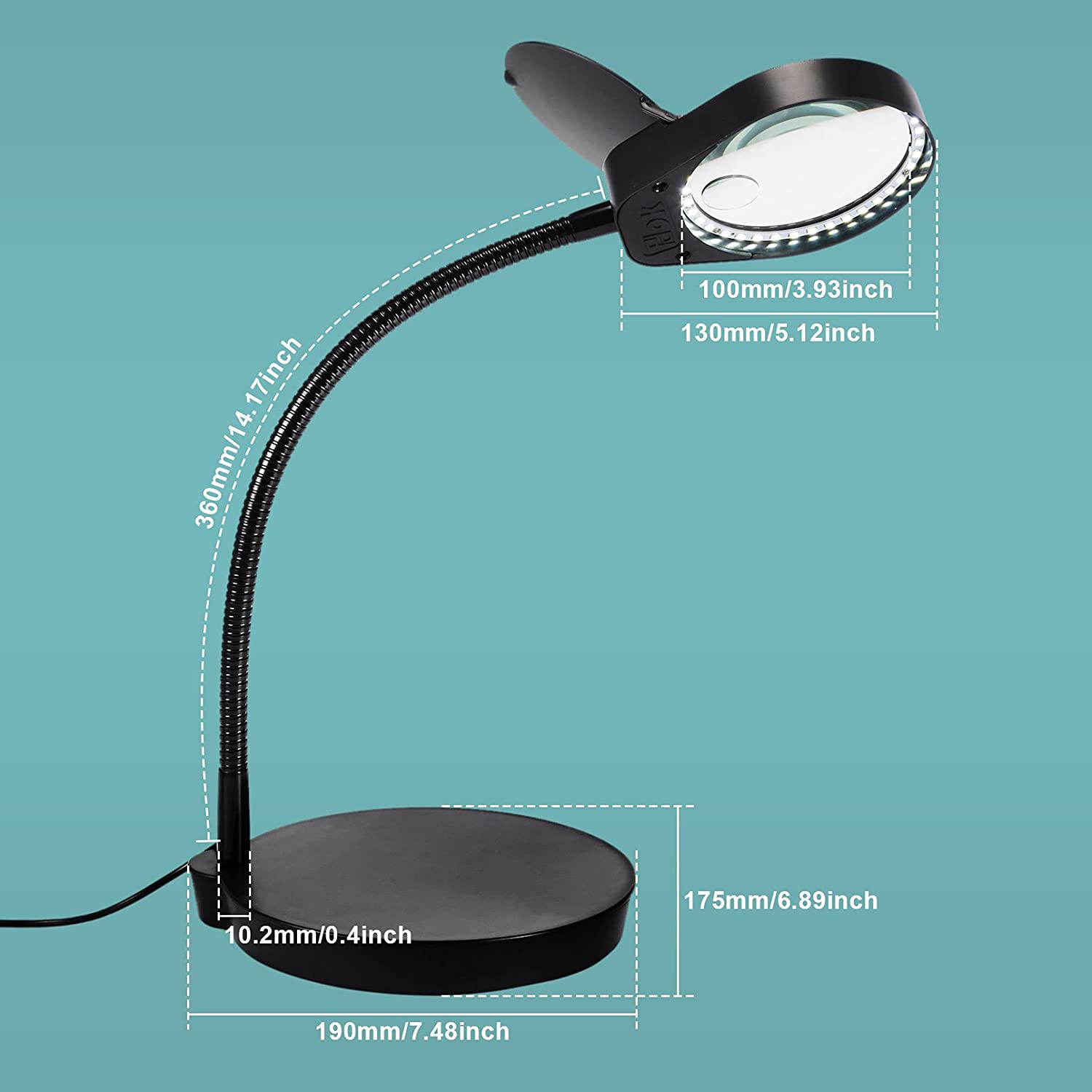 Opsommen elegant medeklinker Enjohos Vergrootglas Lamp op Voet 2 in 1 3X 10x Leesloep met LED-standaard  38st Daglicht Verlicht Vergrootglas (Zwart)