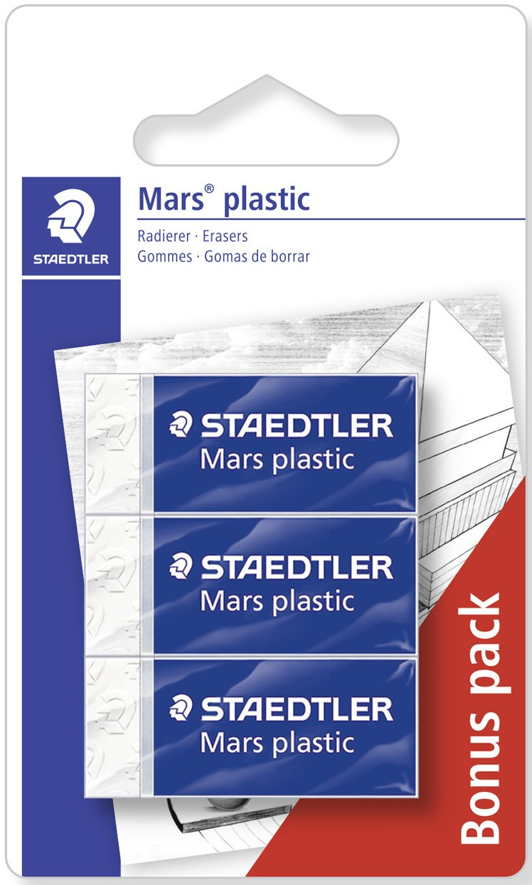 Staedtler Mars Plastic - Gommen (3 st.), kleur wit