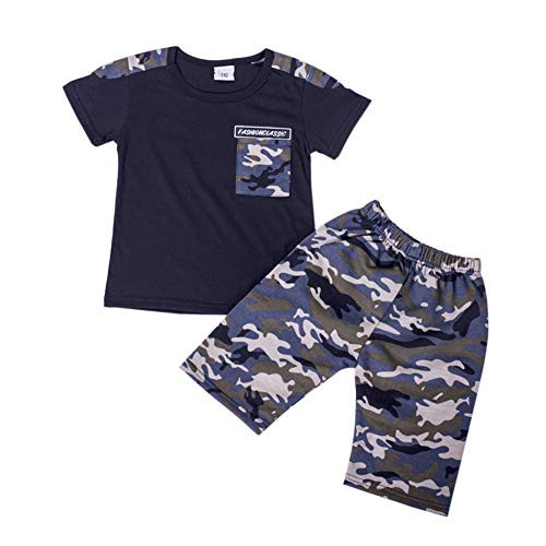 Hervat Lokken cafetaria Qlans Baby Boy Summer Clothing Scches, T-shirt tops voor korte camouflage  camouflage kleding 100 (2-3 jaar, zwart)
